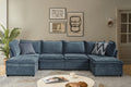 HULALA HOME 127'' Modular Sectional Sofa, Oversized U Shaped Couch with Storage Ottoman, Comfy Chenille Sofa with Deep Seat, 6 Seat Convertible Couches for Living Room, Blue