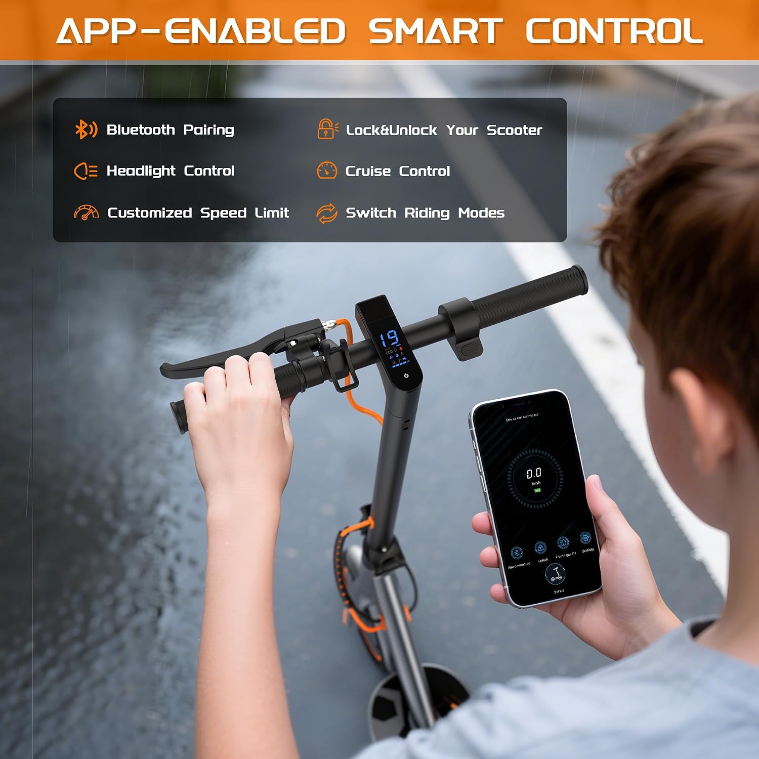 MAXSHOT Electric Scooter Adults & Big Kids, Top Speed 9/16/19MPH, 10/12/16/19Miles Range, 6.5'/8.5' Tires Folding Escooter, APP Control