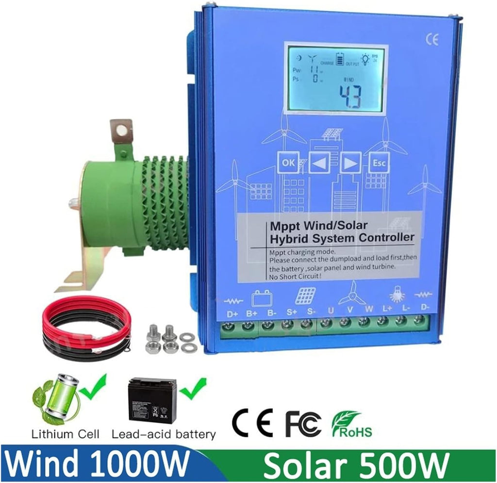 Wind Solar System MPPT Hybrid Controller For Wind Turbine Generator 1000W 12V 24V 48V With Dump Load(12V 24V Auto)
