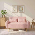 Shintenchi 48'' Loveseat Sofa, Mid-Century Modern Upholstered Couch Deep Seat with 2 Pillows, 10' Thick Cushion with Spring, Solid Wood Frame Small Couch for Living Room, Bedroom, Dorms & Office, Pink