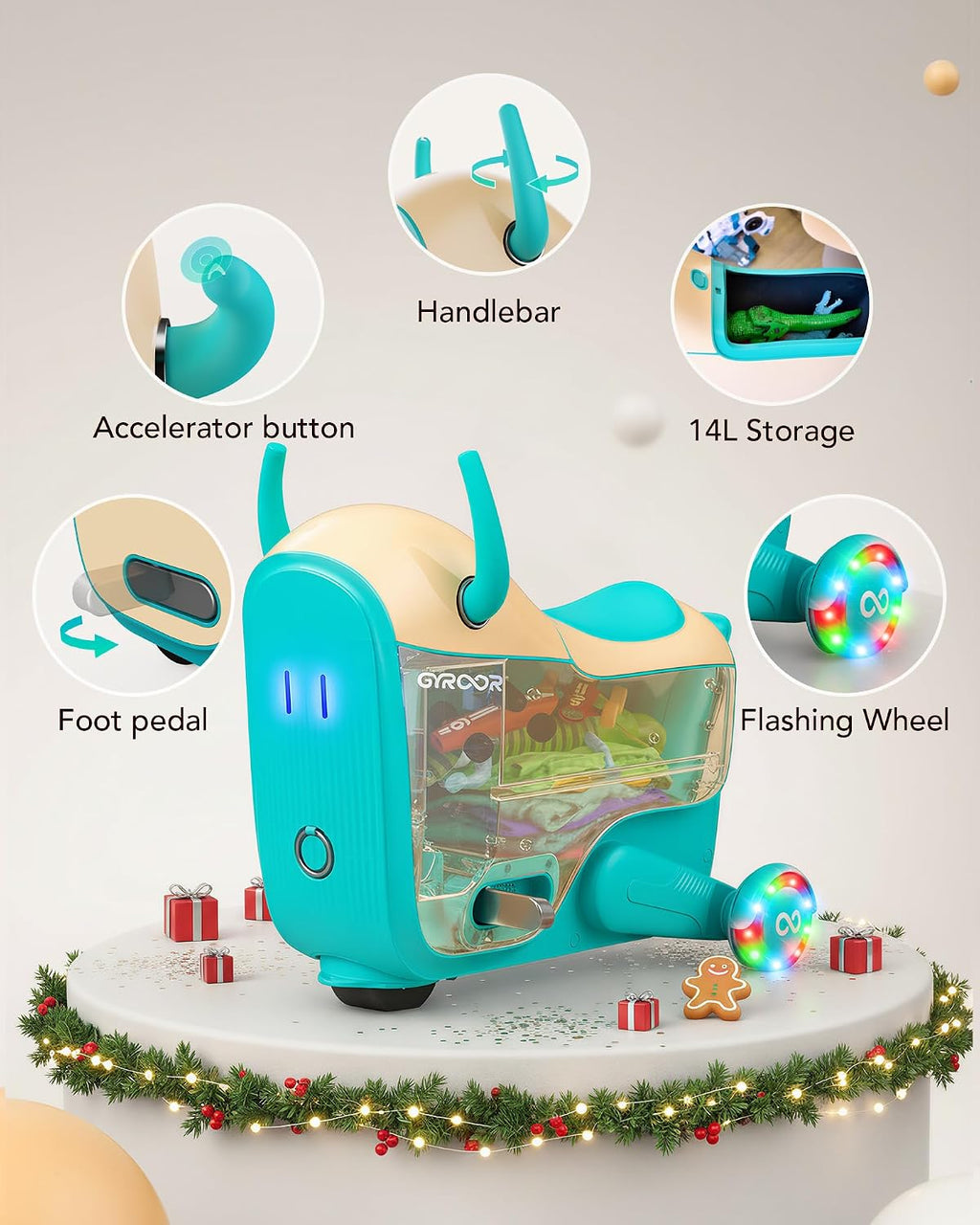 Gyroor Kids Electric Ride On Car Toy for Ages 4-8, 2-in-1 Airplane Travel Suitcase with Storage, 3 Speed Modes, Flashing LED Wheels, Rechargeable Battery for Indoor and Outdoor Play