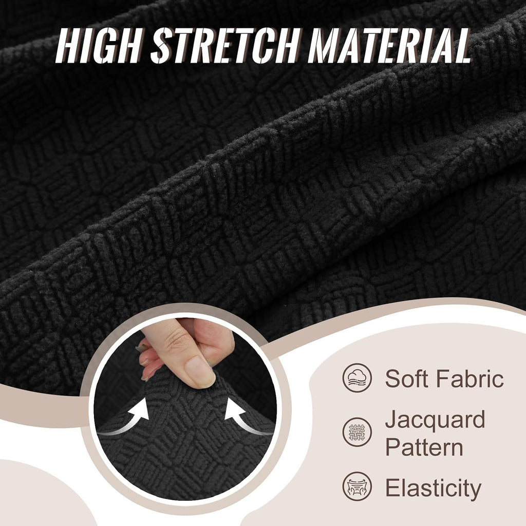 HDCAXKJ Sectional Couch Cover L Shape Stretch Sofa Covers Washable Jacquard Corner Couch Slipcover Non Slip Sectional Slip Cover U Shaped Furniture Protector for Pets Dogs (Black, Large)