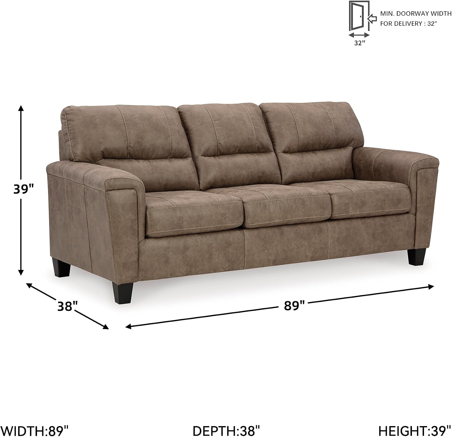 Signature Design by Ashley Navi Modern Queen Sofa Sleeper with Removable Cushions, Dark Brown