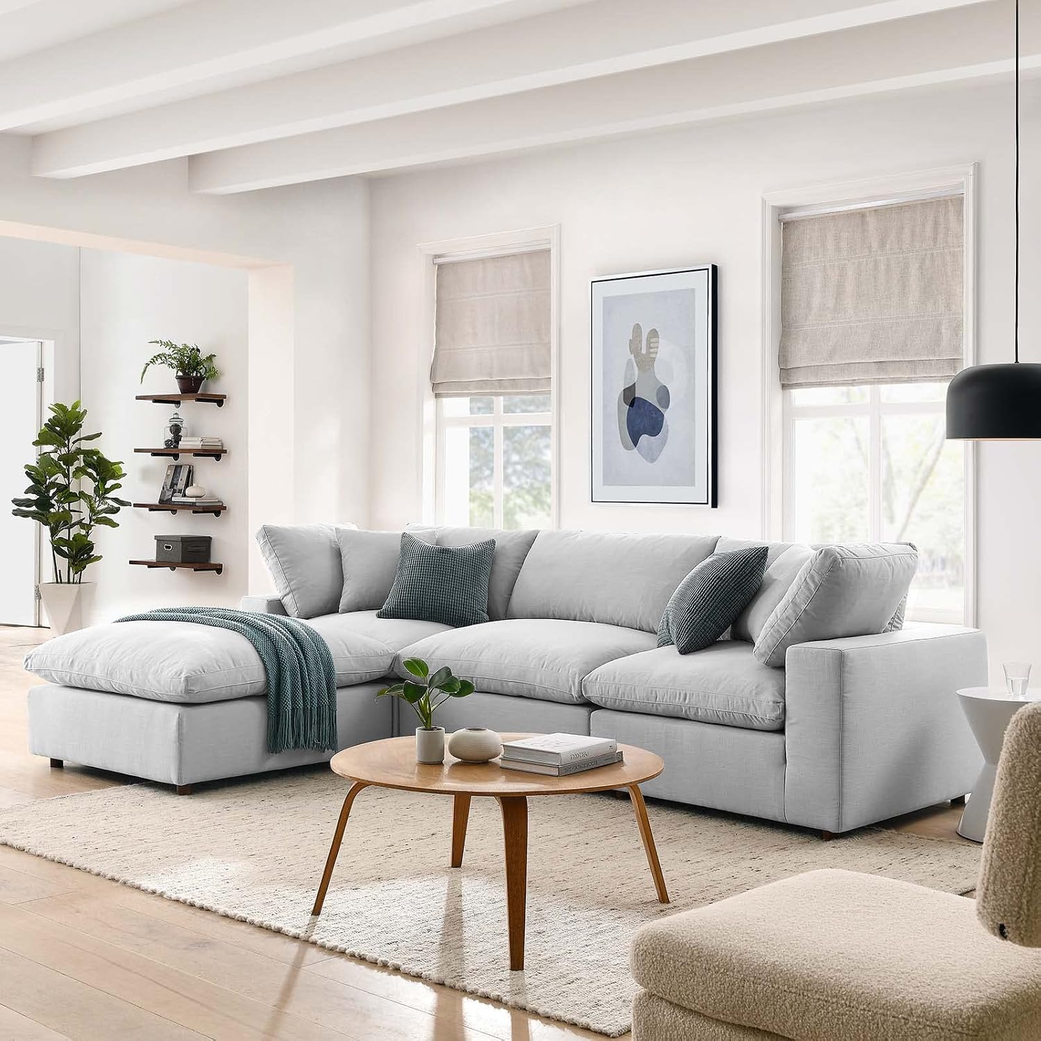 Modway Commix Down-Filled Overstuffed Upholstered 4-Piece Sectional Sofa