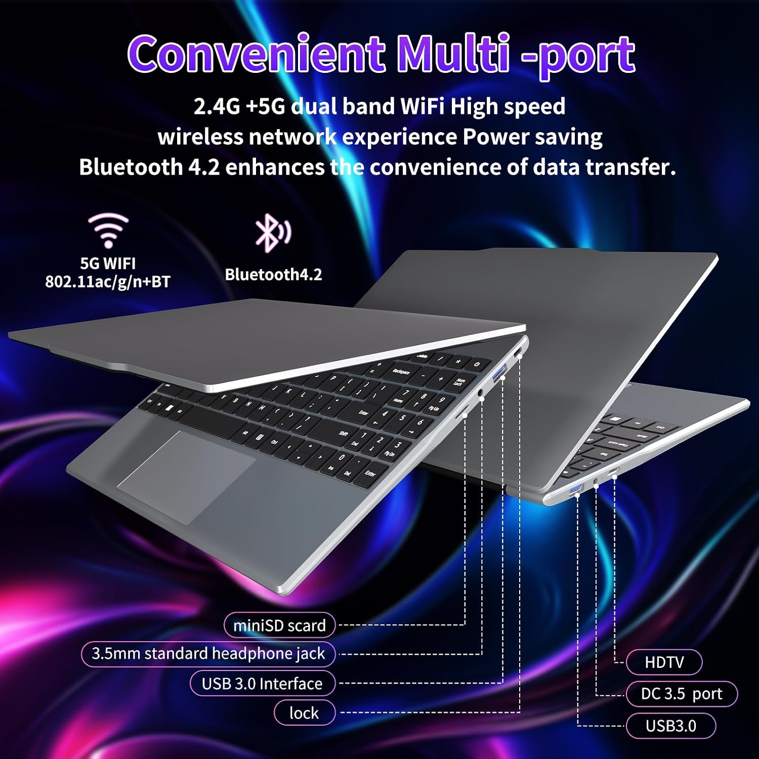 Auusda Student Laptop,14.1' FHD Laptop for Business and Study, 4-Core 2.9GHz N5095, 8GB RAM 512GB SSD, Numeric Keypad, Standard HDMI, Lightweight & Portable, Laptops Win11 Pro, 2-Year Warranty Silver