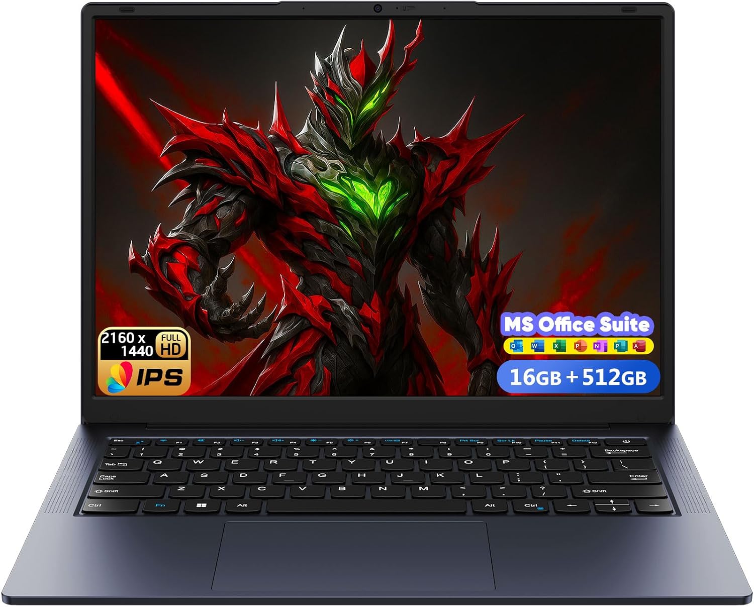 AE86 14.1' Laptop with 2K Screen, 16GB RAM, 512GB SSD, Core Processor, BT5.0 Wi-Fi 5, USB A, Type-C, HDMl, Ultra-Thin and Light Notebook for Business Students