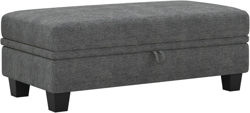 Belffin Fabric Large Ottoman with Storage for Modular Sectional Couch. Light Grey.