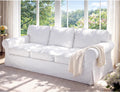 Ektorp 3 Seat Sofa Cotton Cover Replacement Slipcover Compatible with IKEA Ektorp Sofa Cover (White Flax Cotton)