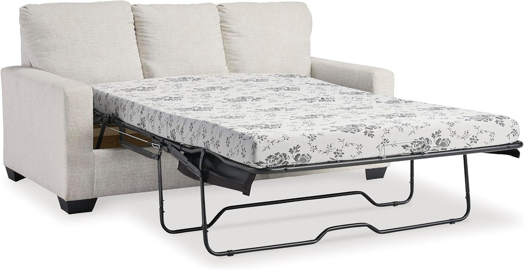Signature Design by Ashley Rannis Coastal 2-in-1 Sofa Sleeper with Folding Gel Memory Foam Mattress, Full, White