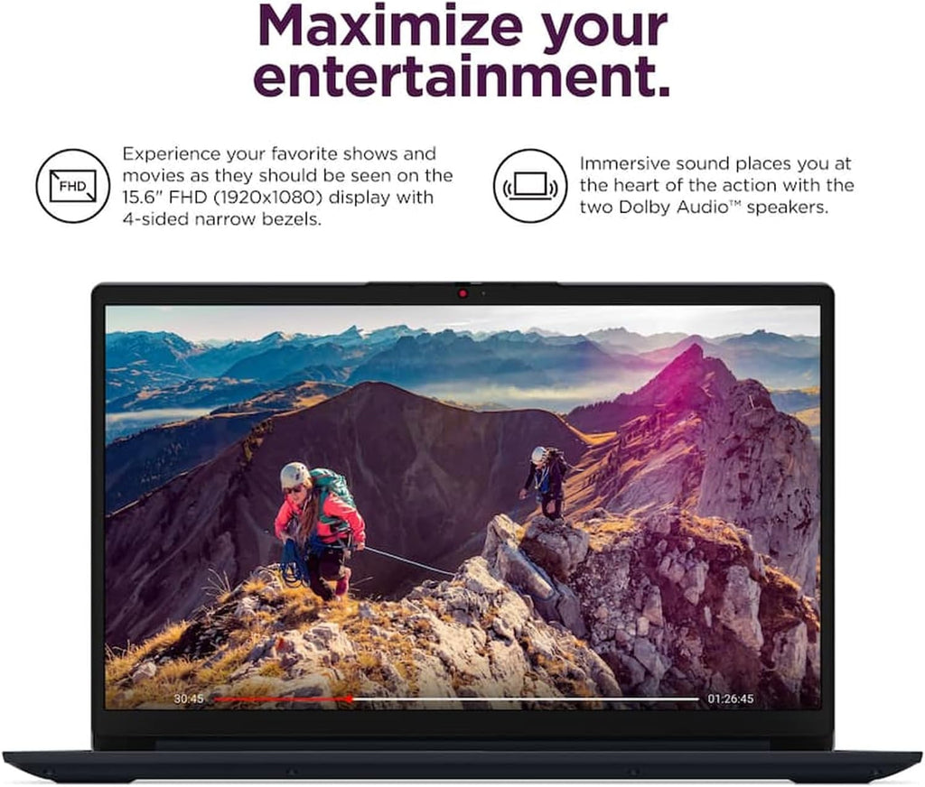 Lenovo IdeaPad 15.6' Laptop, FHD (1920x1080) TN 220nits Anti-Glare Display, AMD Ryzen 5 7520U, 8GB LPDDR5 RAM, 512GB SSD, AMD Radeon 610M Graphics, Windows 11 Home, Abyss Blue, EAT Wireless Earbuds