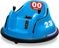 Kidzone 6V Electric Ride On Bumper Car for Kids & Toddlers 1.5-6 Years Old, DIY Sticker Baby Bumping Toy Gifts W/Remote Control, LED Lights & 360 Degree Spin, ASTM Certified, Blue