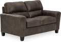 Signature Design by Ashley Navi Faux Leather Modern Loveseat, Gray