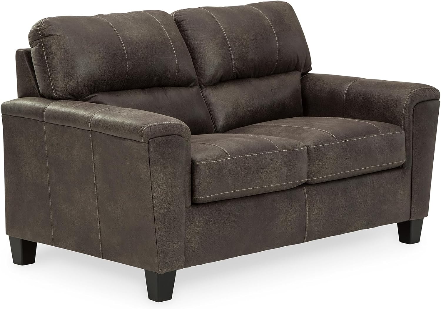 Signature Design by Ashley Navi Faux Leather Modern Loveseat, Gray