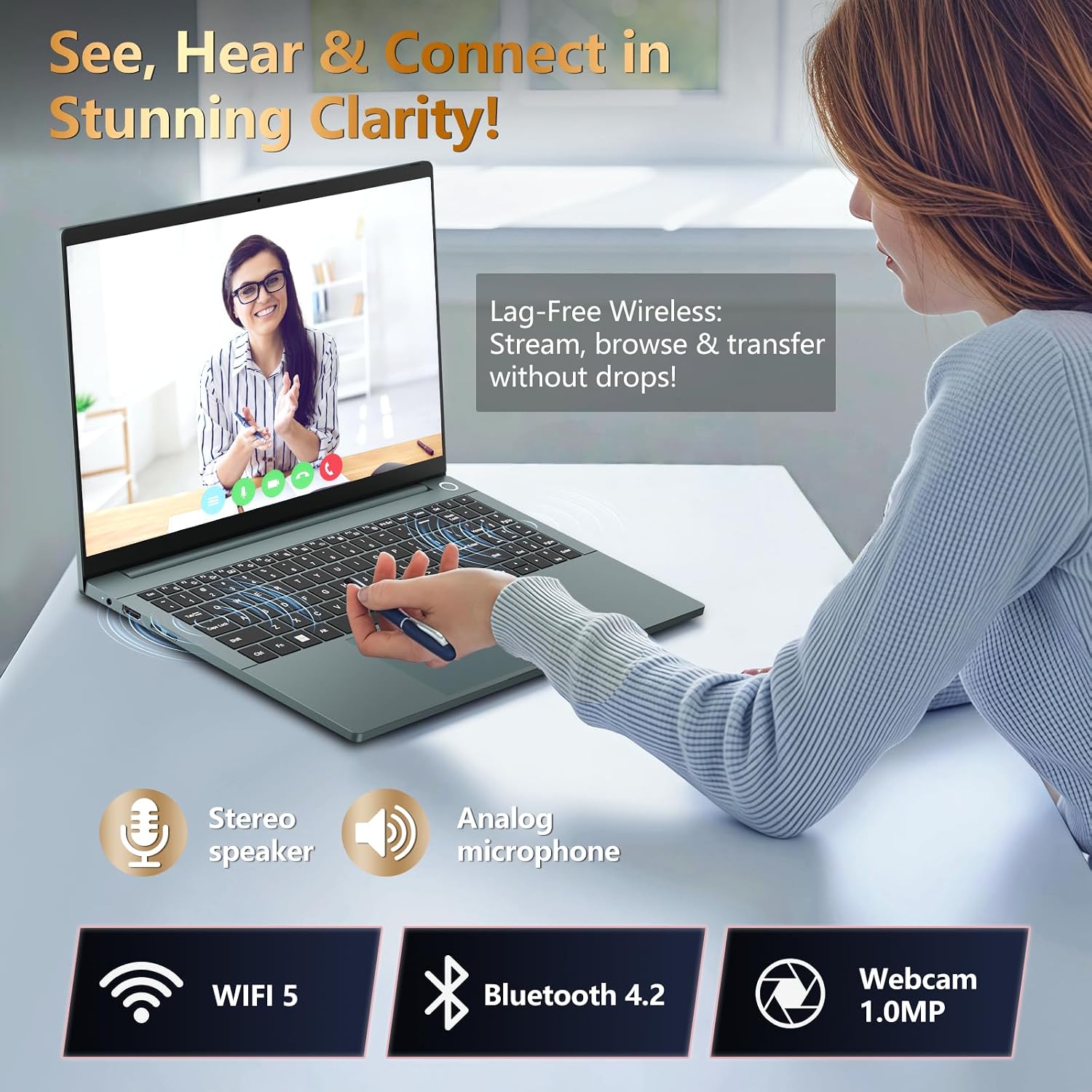 Gaming Laptop, Laptop Computer with AMD R5 7520H Processor(up to 4.2GHz), 16GB RAM 512GB SSD, Backlit KB, 15.6' IPS 1080P, Win 11 Pro, WiFi 5, BT 4.2, 50.5Wh, Metal Shell, Lap top for Student Work