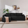 96 Inch Cloud Sectional Couch,Modern Modular Sectional Sofa with Deep Seat,Corduroy Boneless Couches with L-Shape Chaise for Living Room Bedroom,No Assembly Required (Black, Left Facing Chaise)