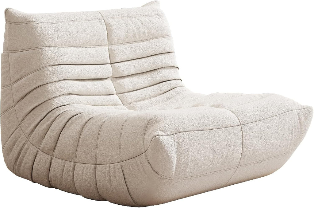 YVDNHP Bean Bag Chair for Adults, Oversized Fireside Chair Comfy Lazy Floor Sofa, Single Seat Sofa Couch Memory Foam Bean Bag Chair for Living Room, Bedroom Apartment Office (Beige)
