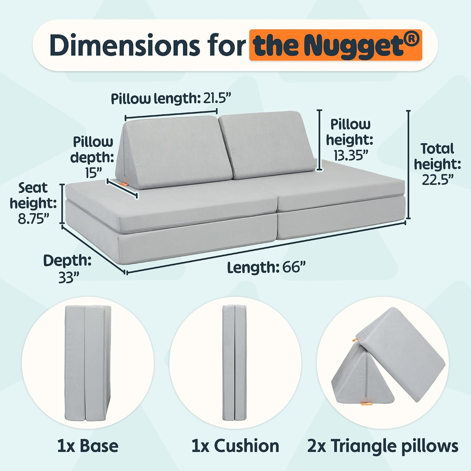 Nugget - The Original Play Couch for Kids - Modular Foam Children's Sofa for Playroom, Imagination, & Creative Open Ended Play - Washable & Convertible Playroom Furniture, Koala