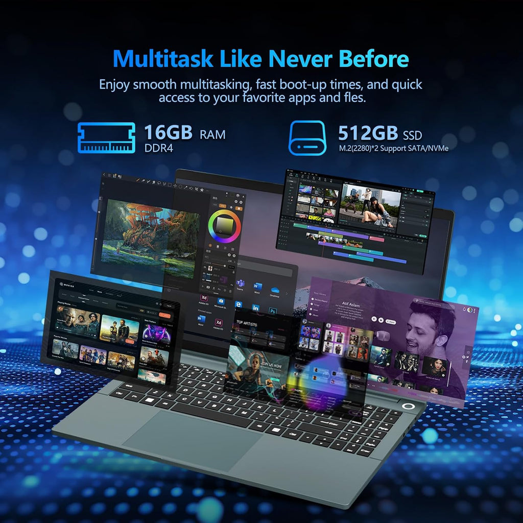Gaming Laptop, Laptop Computer with AMD R5 7520H Processor(up to 4.2GHz), 16GB RAM 512GB SSD, Backlit KB, 15.6' IPS 1080P, Win 11 Pro, WiFi 5, BT 4.2, 50.5Wh, Metal Shell, Lap top for Student Work