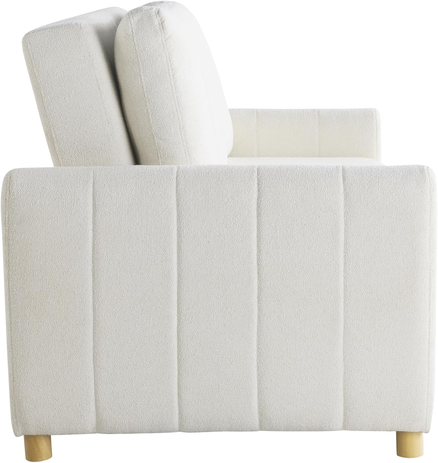 Serta Galway 66.5' Convertible Sleeper Loveseat, Full Size, Dreamcoil Comfort, FingerGuard Pinch Point Protection, Boucle Fabric, Ivory