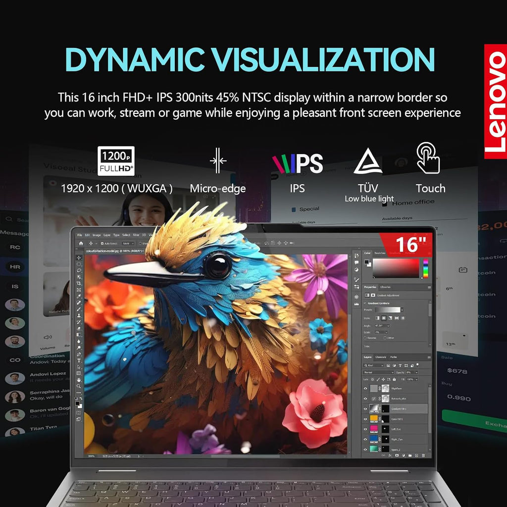 Lenovo Yoga 7i 2 in 1 Laptop Touchscreen, 16' FHD+ 360 Foldable Touch Screen Convertible, Intel Core Ultra 7, Windows 11 Pro, 16GB DDR5 RAM 512GB SSD|Backlit|Fingerprint|YGYTEaccessory
