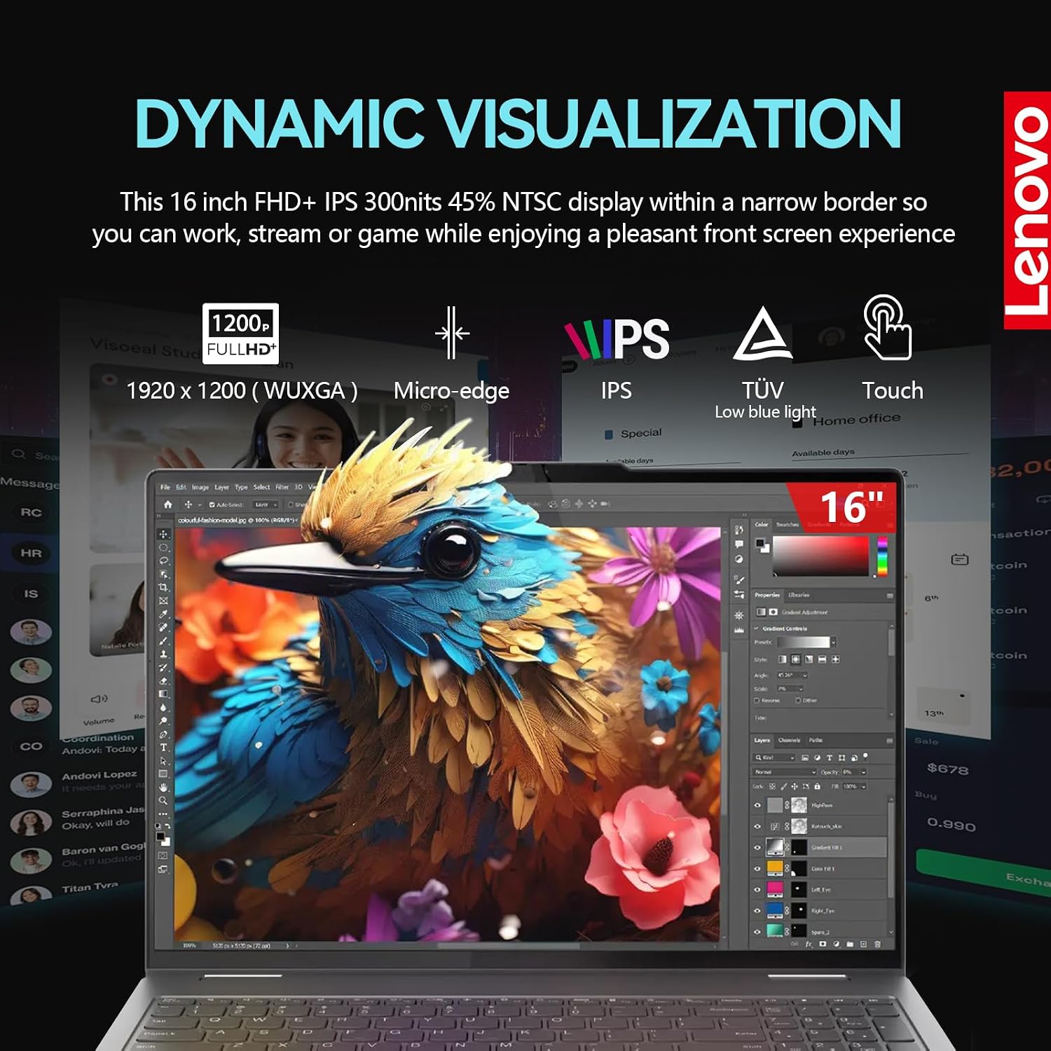Lenovo Yoga 7i 2 in 1 Laptop Touchscreen, 16' FHD+ 360 Foldable Touch Screen Convertible, Intel Core Ultra 7, Windows 11 Pro, 16GB DDR5 RAM 512GB SSD|Backlit|Fingerprint|YGYTEaccessory