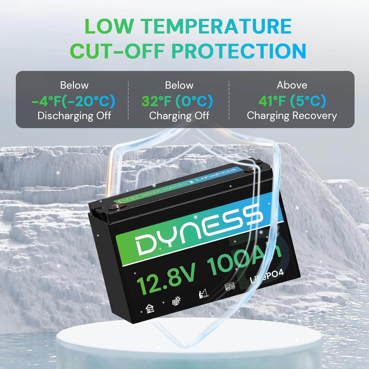 Dyness 12V 100Ah LiFePO4 Battery BCI Group 31 Lithium Battery with Low-Temp Cut Off Protection, A+ Grade Cell Built-in 100A BMS, Perfect for RV, Solar System, Off-Grid, Home Energy Storage