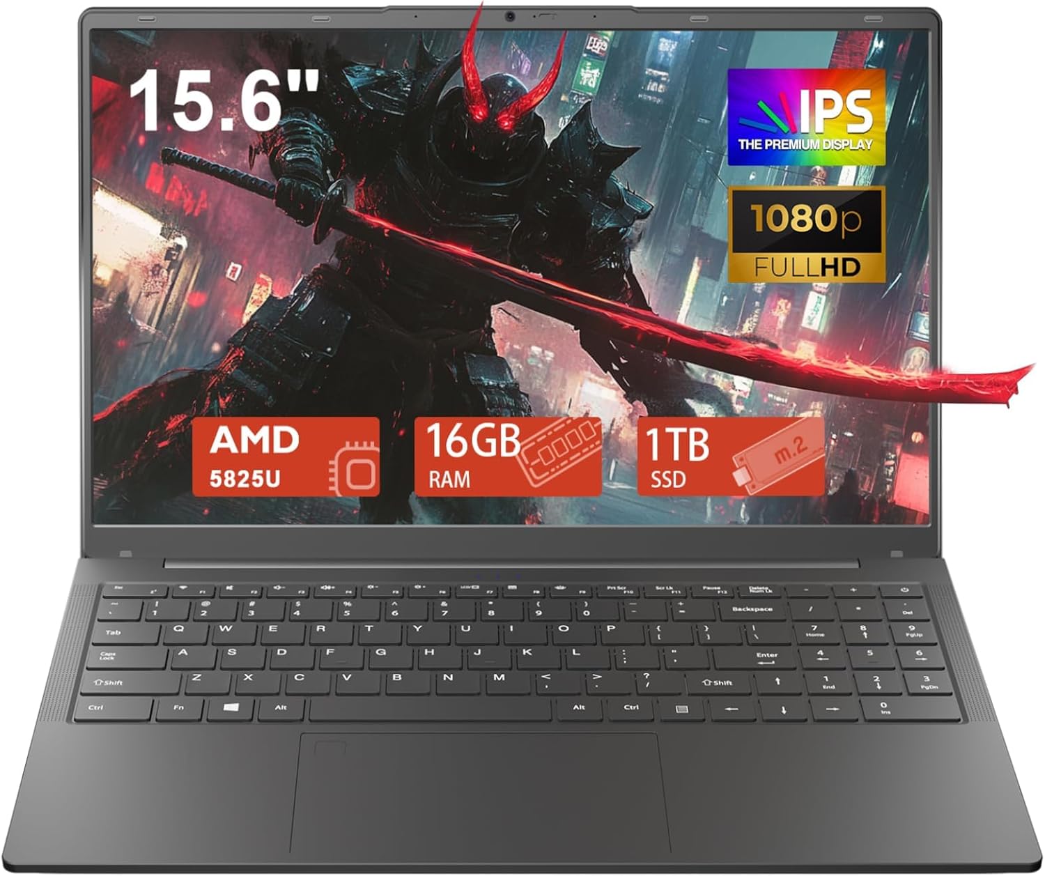 15.6 Inch Gaming Laptop - AMD Ryzen 7 5825U Processor (8C/16T,2.0-4.5GHz),AMD Radeon Graphics,16GB DDR4 RAM 1TB NVMe SSD Laptop Computer with Backlit KB,Fingerprint Reader,Webcam Switch (16GB | 1TB)