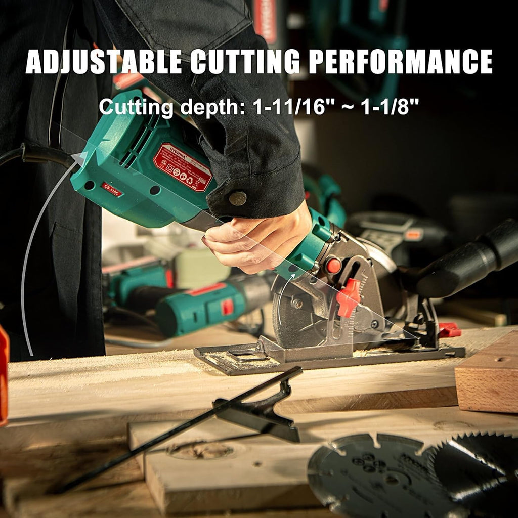 HYCHIKA Power Tool Combo Kit, 18 V Max Cordless Impact Wrench with 1/2 Impact Drivers,6.2A Mini Circular Saw with 3 Blades (4-1/2'),2-Tool Power Tool Set