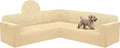HDCAXKJ Sectional Couch Cover L Shape Stretch Sofa Covers Washable Jacquard Corner Couch Slipcover Non Slip Sectional Slip Cover U Shaped Furniture Protector for Pets Dogs (Beige, X-Large)