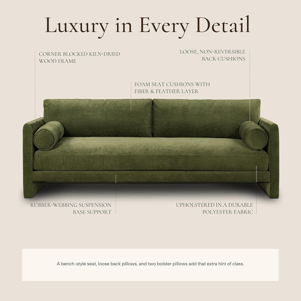 Poly & BARK Fano 99' Sofa with Wide Seating Profile, Clean Tailored Upholstery, and Modern Linear Design for Open Living Rooms