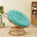 38'' 360 Degree Swivel Wicker Papasan Chair with Cushion and Base - Thickened Rattan Swivel Papasan Chair with Soft Cushion and Durable Frame, Oversized Reading Chair for Living Room, Teal