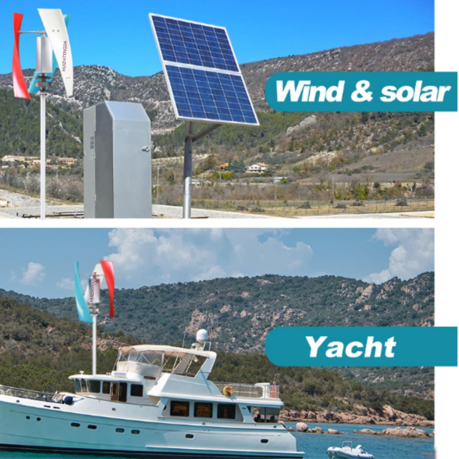 Wind Turbine Generator, 12V 24V 48V 1000W Portable Vertical Wind Power Turbine Generator Kit W/Controller for Outdoor Courtyard Use and Wind Turbine Systems
