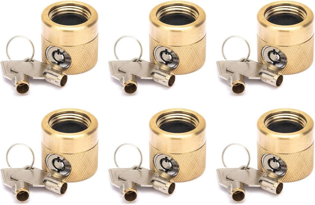 The FaucetLock | Heavy Duty Brass Construction | Prevents Water Theft & Secures Outdoor Bibbs | Promotes Water Conservation | Keyed The Same | FSS 50 | 6 Pack