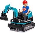 JOYLDIAS 360 Degree Rotating Ride On Excavator and Bulldozer,12V12AH Battery Powered Ride On Toy Backhoe W/Track Design Wheels for All Terrain,Remote Control,MP3,Toolbox for Kids,Parent,Blue