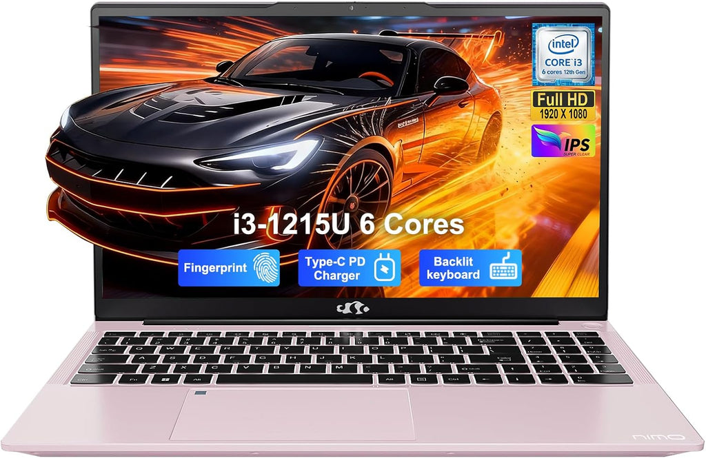 NIMO 15.6' FHD IPS Laptop, 6 Cores i3-1215U 16GB RAM 1TB SSD (Up to 4.4GHz, Beat Ryzen 5 7520U) School Computer with 65W Type-C Wi-Fi 6 Backlit KB Fingerprint for Business Home