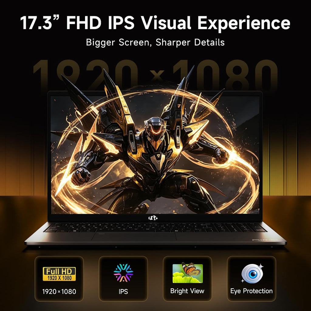 NIMO 17.3' Copilot+ AI Laptop, AMD Ryzen AI 9 HX 370 (Up to 5.1GHz), 32GB RAM 1TB SSD, Radeon 890M, 144Hz FHD Display, 100W Fast Charge, USB 4.0, Fingerprint, Win 11, Gaming & Business