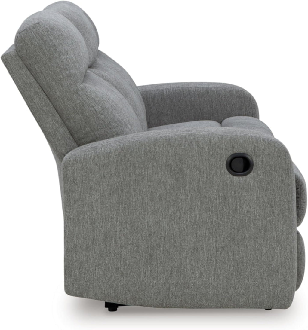 Signature Design by Ashley Carrigan Lane Classic Manual Pull Tab Dual Sided Reclining Sofa with Position Lock, Gray