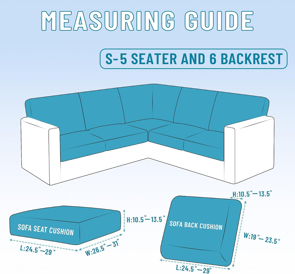 HDCAXKJ Waterproof Sectional Couch Cushion Covers 11 Pieces Stretch Jacquard L Shaped Corner Sofa Slipcover Back Cover Soft Sofa Seat Cushion Covers for Dog Pet (S-5 Seater and 6 Backrest, Dark Gray)