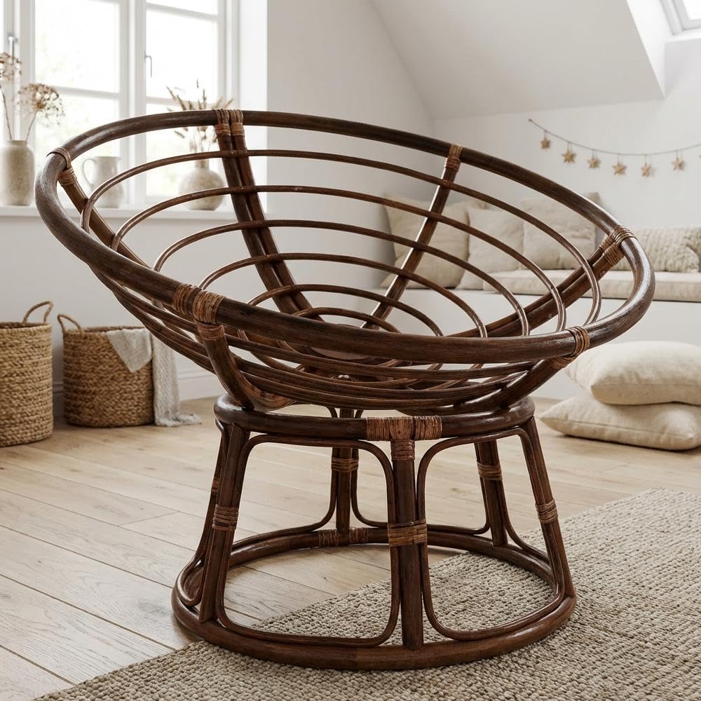 International Caravan Bali 42-inch Modern Wicker/Rattan Brown Rattan Papasan Chair Replacement Frame
