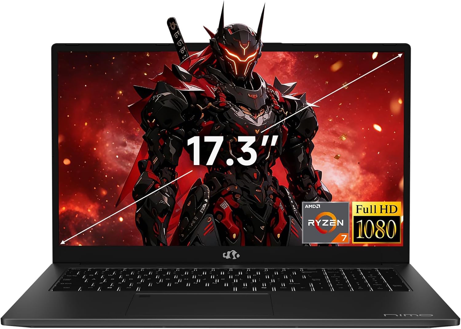 NIMO 2026 Laptop, 8 Cores AMD R7 7735HS 32GB DDR5 RAM 1TB SSD (Up to 4.75GHz, Beat i7-12650H) Gaming Laptop with Radeon 680M GPU, 17.3' IPS FHD Large Screen, 180° Open Angle, Webcam, Type-C, Wi-Fi 6E