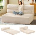 JUIKURY Folding Sofa Bed, Convertible Sleeper Chair with Pilow Foldable Matress, 2 in 1 Pull Out Loveseat Sofa Portable Fold Out Chair Bed Floor Couch Lounge for Living Room (Beige, Queen-61Inch)