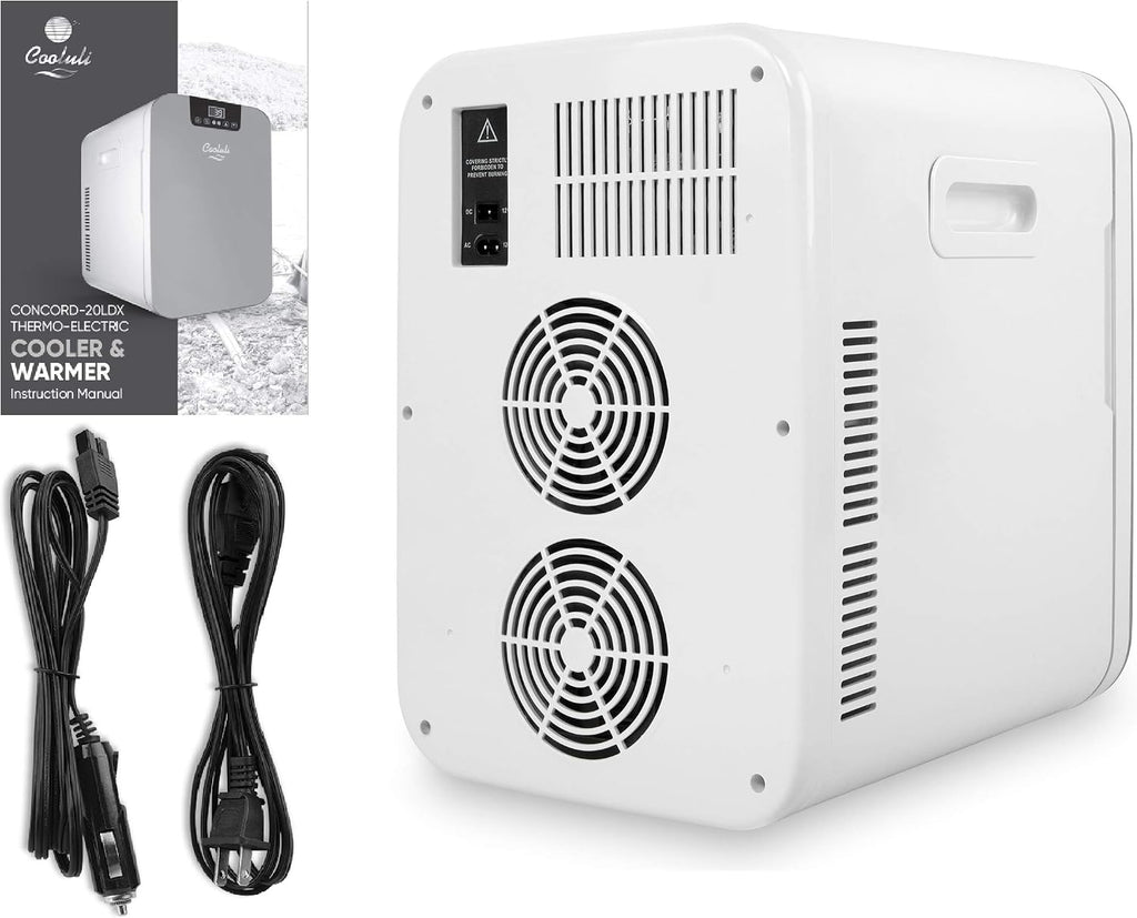 Cooluli 20L Mini Fridge For Bedroom - Car, Office Desk & College Dorm Room Glass Front Digital Temperature Control 12v Small Refrigerator for Food, Drinks, Skin Care, Beauty Breast Milk (Blue)