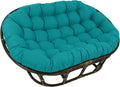 Blazing Needles Solid Outdoor Spun Polyester Double Papasan Cushion, 65' x 48', Aqua Blue