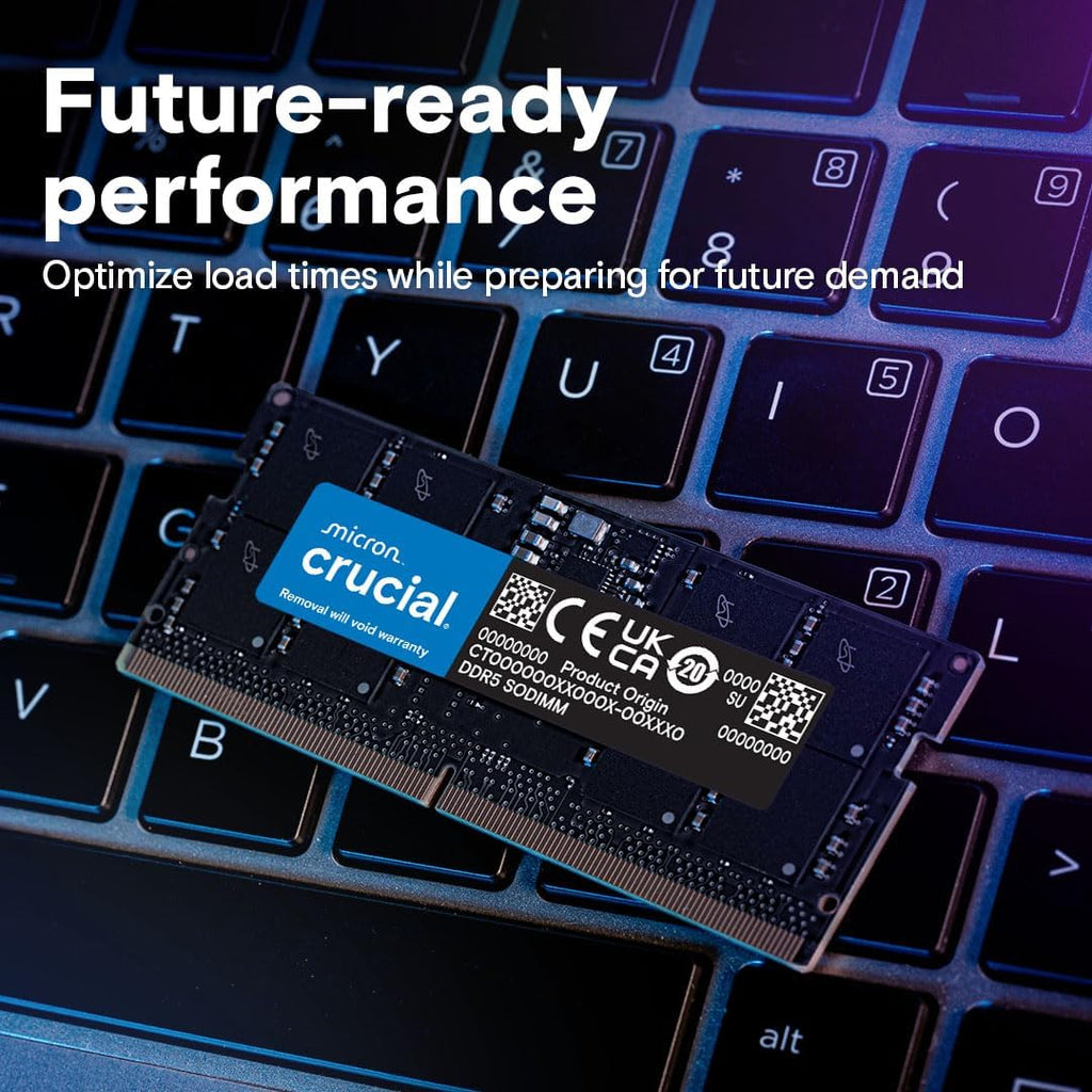 Crucial 16GB DDR5 RAM Laptop Memory Kit (2x8GB), 5600MHz (or 5200MHz or 4800MHz), SODIMM 262-Pin, Compatible with 13th Gen Intel Core and AMD Ryzen 6000 - CT2K8G56C46S5