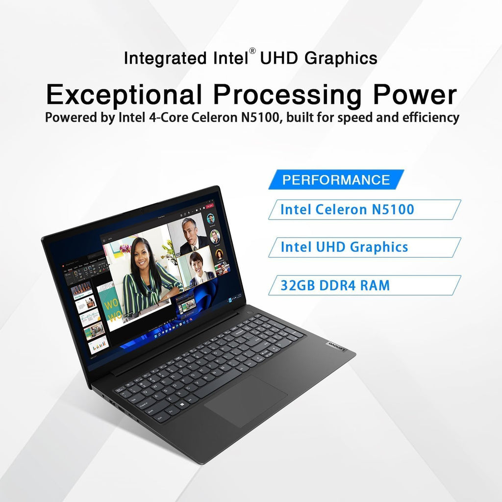 Lenovo V15 Laptop | 32GB RAM | 1TB SSD | Intel 4-core Processor | 15.6' FHD (1920 x 1080) | Ethernet RJ-45 | Military Durability | Long Battery Life | Lightweight Portable Design | Windows 11 Pro