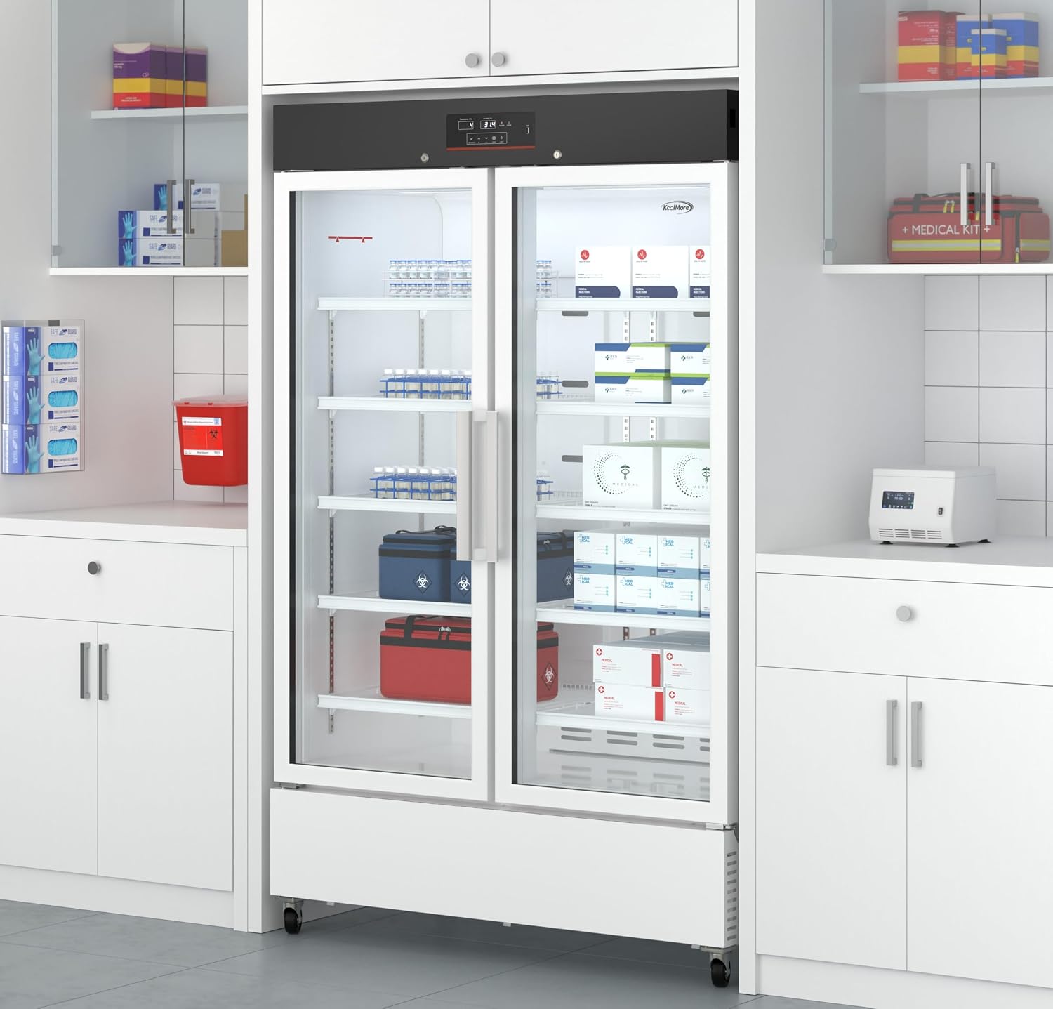 KoolMore 35 cu. ft. Medical Vaccine Refrigerator for Pharmacy and Laboratory with Multi-Level Emergency Alarms, UL-Listed in White (KM-PHR-35C)