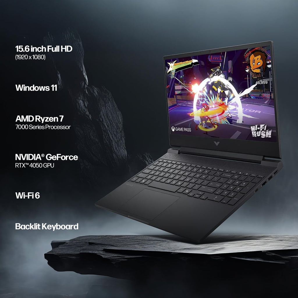 HP Victus 15.6' FHD 144 Hz IPS Gaming Laptop, AMD Ryzen 7 7445HS Processor, GeForce RTX 4050, 64GB RAM 1TB SSD, Webcam, Wi-Fi 6, Backlit Keyboard, Windows 11 Pro, Black