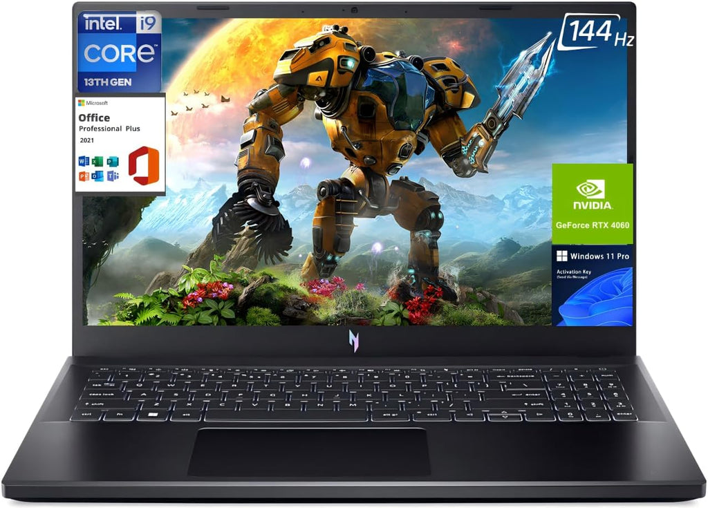 acer Nitro V Gaming Laptop, 15.6' FHD IPS 144 Hz Display, Intel 14-Core i9-13900H, 64GB DDR5, 2TB SSD, GeForce RTX 4060, Wi-Fi 6, Backlit Keyboard, Windows 11 Pro, Microsoft Office Lifetime License