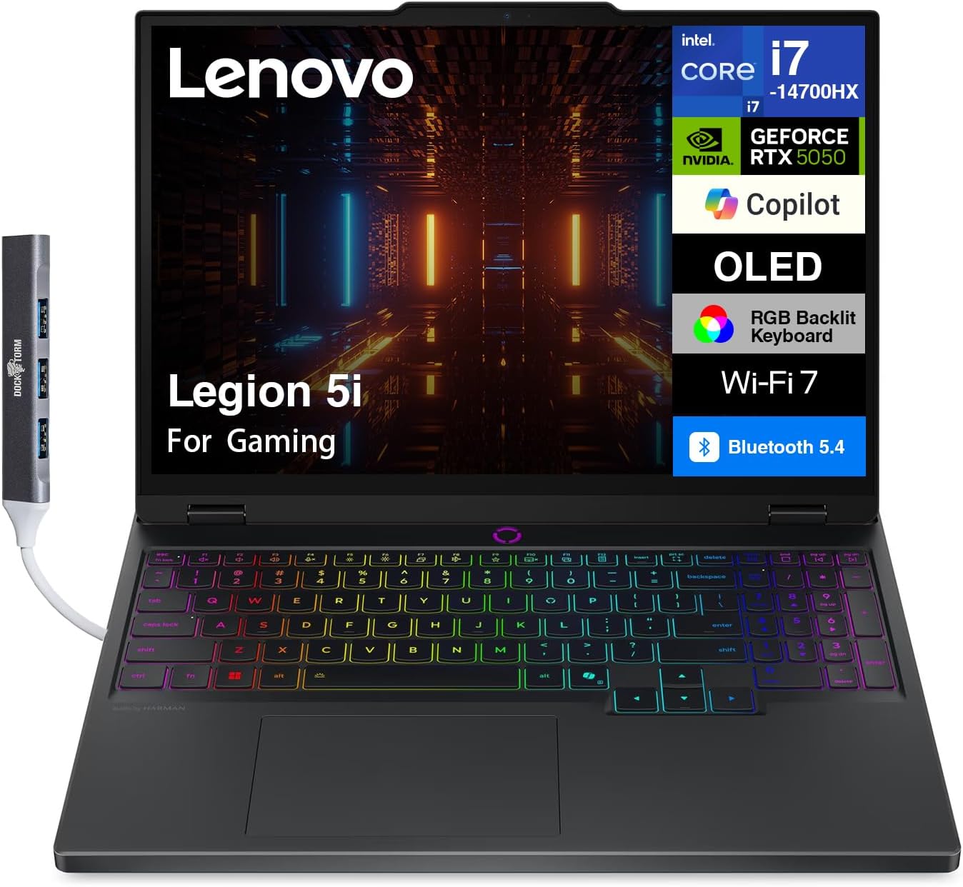 Lenovo Legion 5i AI-Powered Gaming Laptop 15.1' 165Hz OLED 2.5K 500 nits (Intel i7-14700HX, GeForce RTX 5050 8GB, 16GB DDR5, 1TB M.2 PCIe SSD, 24-Zone RGB KB, Win 11 Pro) (Renewed)