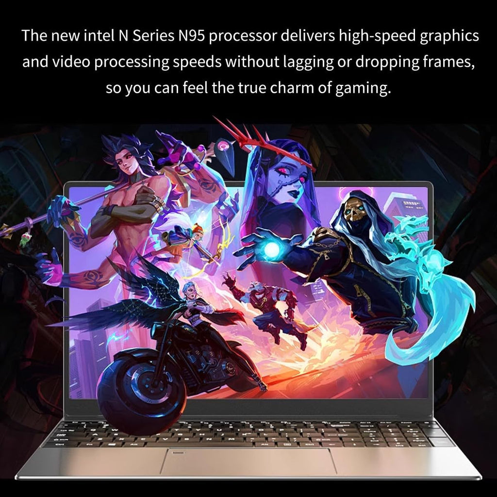 Gaming Laptop 15.6' FHD,Intel N95 Turbo Boost 3.4GHz,16GB DDR4 3200 RAM + 512GB SSD,RGB Backlit Keyboard & Fingerprint Unlock,Windows 11 Pro Laptop Computer for Immersive Performance